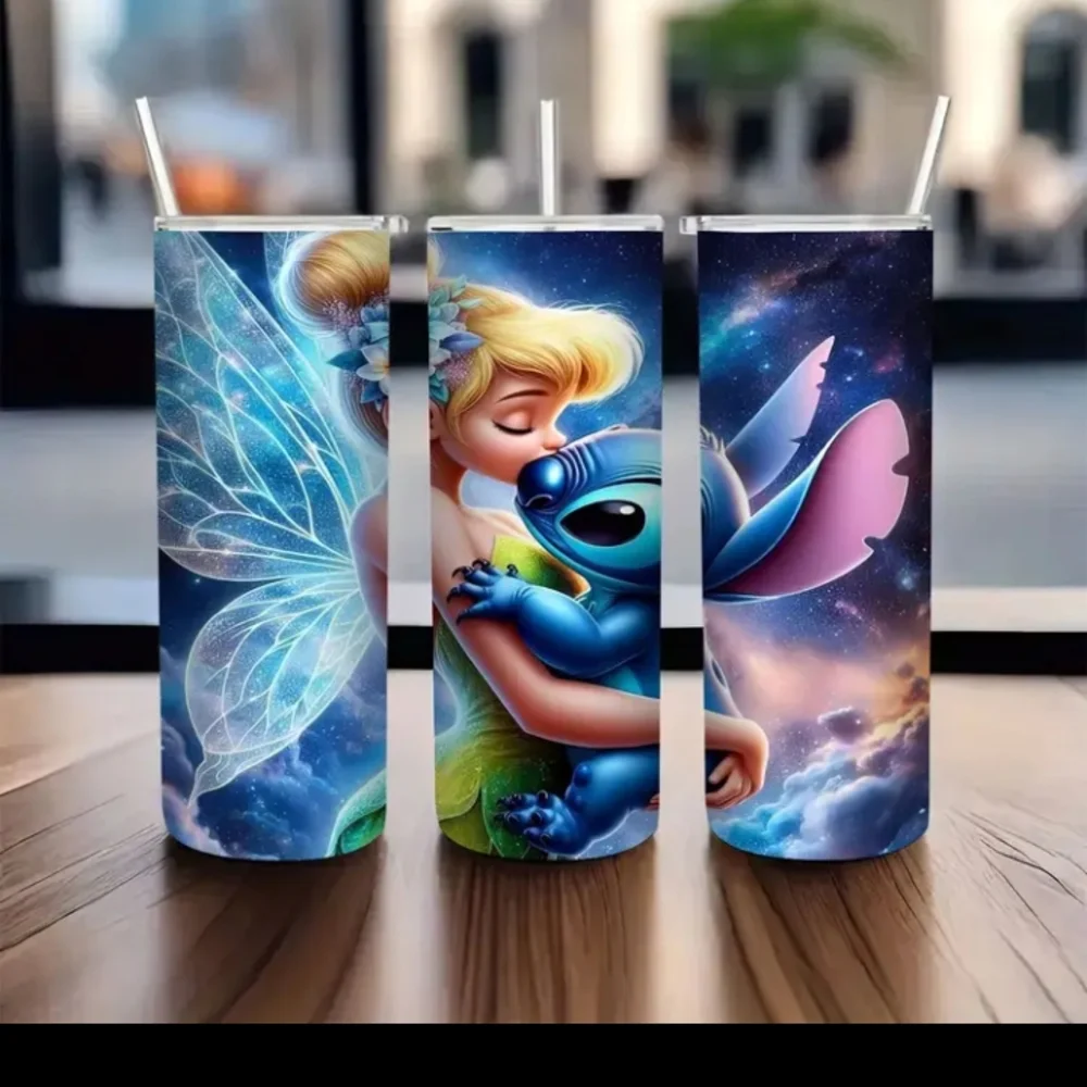 Stitch And Tinkerbell Stainless Steel 20 Oz Tumbler